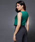 Sleeveless Vneck Satin Top-Green